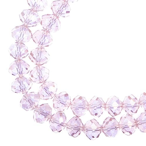 Crystal Lane DIY Rondelle 2 Strand 7in (apx46pcs) 8x10mm Transparent Pink AB