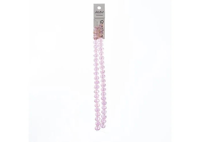 Crystal Lane DIY Rondelle 2 Strand 7in (apx46pcs) 8x10mm Transparent Pink AB