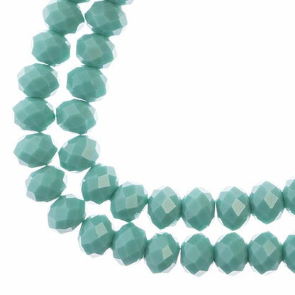 Crystal Lane DIY Rondelle 2 Strand 7in (apx46pcs) 8x10mm Opaque Turquoise Green