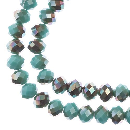 Crystal Lane DIY Rondelle 2 Strand 7in (apx46pcs) 8x10mm Op. Turquoise Blue w/Half Champagne Luster