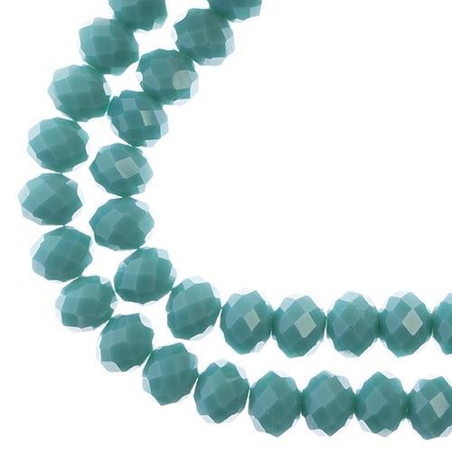 Crystal Lane DIY Rondelle 2 Strand 7in (apx46pcs) 8x10mm Opaque Turquoise Blue