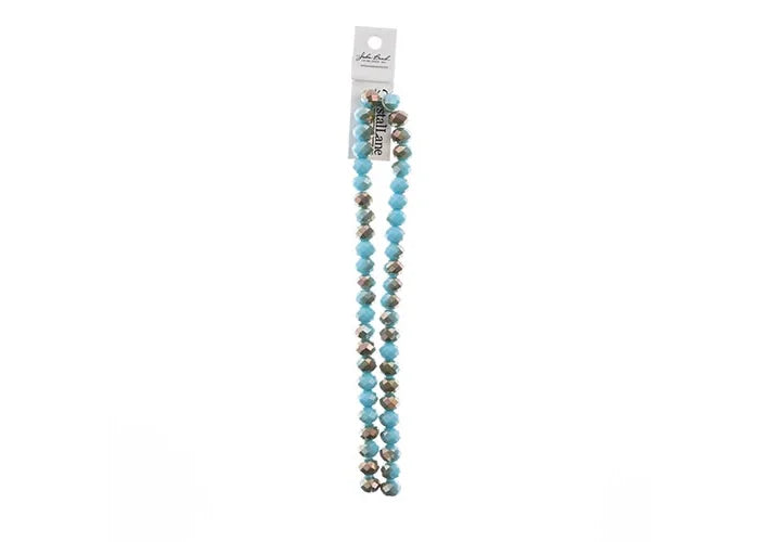 Crystal Lane DIY Rondelle 2 Strand 7in (apx46pcs) 8x10mm Opaque Blue w/Half Champagne Luster
