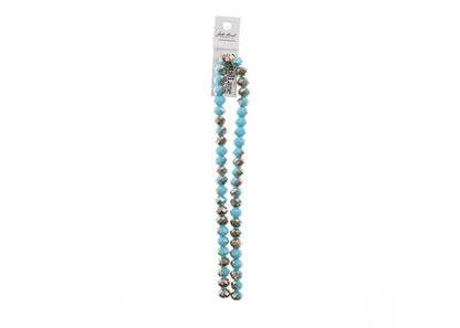 Crystal Lane DIY Rondelle 2 Strand 7in (apx46pcs) 8x10mm Opaque Blue w/Half Champagne Luster