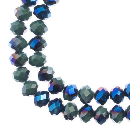 Crystal Lane DIY Rondelle 2 Strand 7in (apx46pcs) 8x10mm Opaque Dark Green w/Half Blue Iris