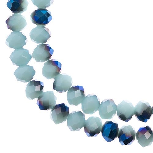 Crystal Lane DIY Rondelle 2 Strand 7in (apx46pcs) 8x10mm Opaque Light Blue w/Half Blue Iris