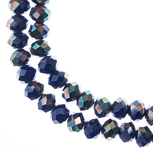 Crystal Lane DIY Rondelle 2 Strand 7in (apx46pcs) 8x10mm Opaque Dark Sapphire w/Half Iris