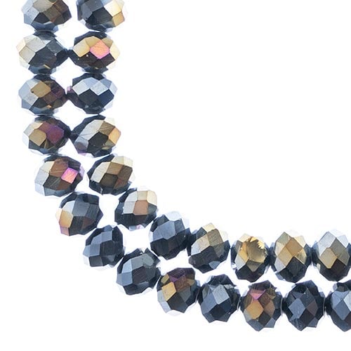 Crystal Lane DIY Rondelle 2 Strand 7in (apx46pcs) 8x10mm Opaque Gunmetal Luster