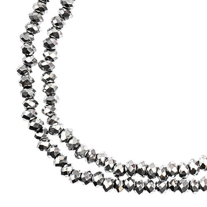 Crystal Lane DIY Rondelle 2 Strand 7in (apx246pcs) 1.5x2.5mm Opaque Silver Iris