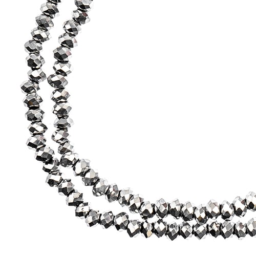 Crystal Lane DIY Rondelle 2 Strand 7in (apx246pcs) 1.5x2.5mm Opaque Silver Iris