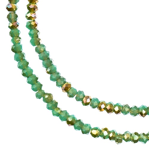 Crystal Lane DIY Rondelle 2 Strand 7in (apx246pcs) 1.5x2.5mm Turquoise Blue w/Half Champagne Luster