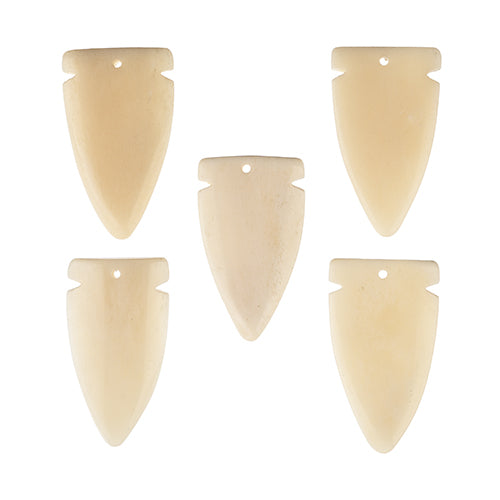 Bone Arrow Head Pendant hand-made 5pcs 59x33mm Beige work on bone