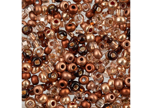 Czech Seed Beads apx 24g Vial 6/0 Copperaction Mix