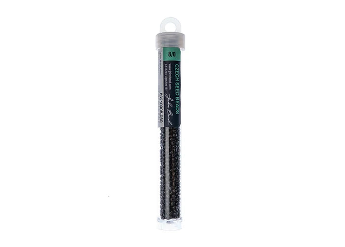 Czech Seedbead apx22g Vial 8/0 Opaque Travertine on Black
