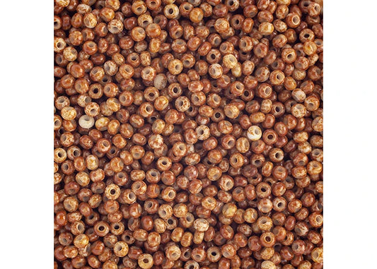 Czech Seed Beads 10/0 Opaque Travertine on Chalk White