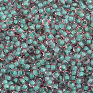 Czech Seed Beads 10/0 C/L Pink/Green Terra Color