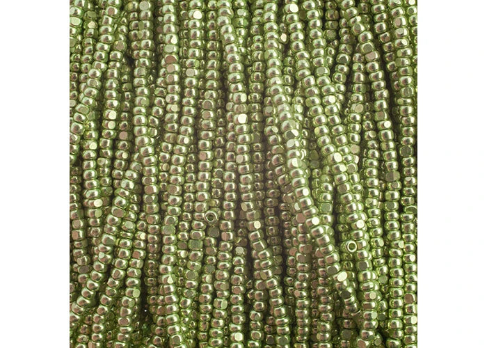 Czech Seed Bead 13/0 Cut Metallic Turquoise Terra Strung