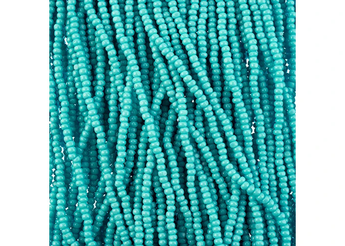 Czech Seed Bead 11/0 Cut Opaque Turquoise/Blue Strung
