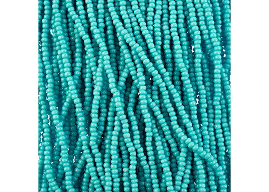Czech Seed Bead 11/0 Cut Opaque Turquoise/Blue Strung