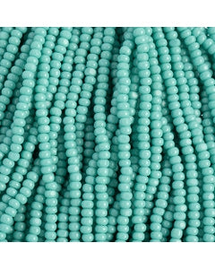 Czech Seed Bead 11/0 Cut Opaque Turquoise Strung