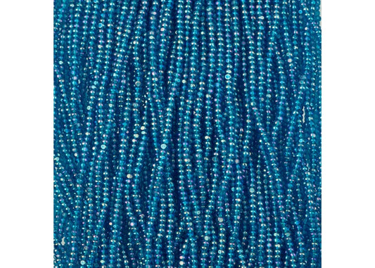 Czech Seed Bead 11/0 Cut Transparent Aqua Rainbow Strung