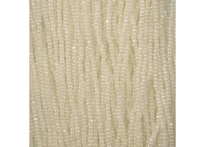 Czech Seed Bead 11/0 Cut Opaque Pearl White Strung