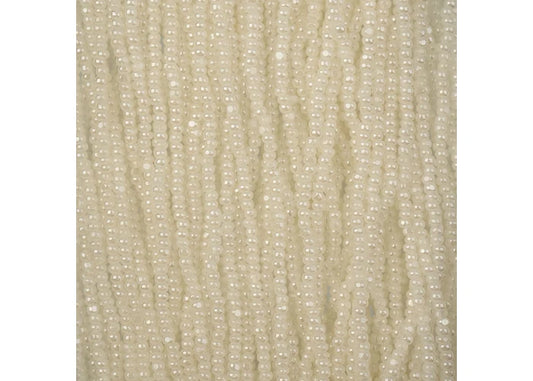 Czech Seed Bead 11/0 Cut Opaque Pearl White Strung