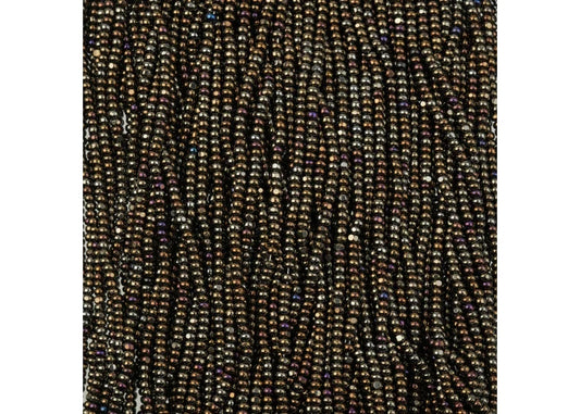 Czech Seed Bead 11/0 Cut Metallic Brown AB Strung