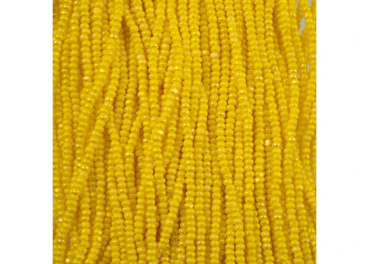 Czech Seed Bead 11/0 Cut Opaque Yellow Rainbow Strung