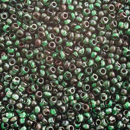 Miyuki Seed Bead 11/0 apx. 22g Tr. Green Picasso