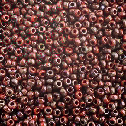 Miyuki Seed Bead 11/0 apx. 22g OP. Red Picasso