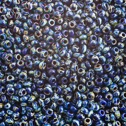 Miyuki Seed Bead 11/0 apx. 22g OP. Cobalt Picasso