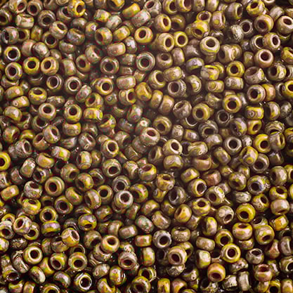 Miyuki Seed Bead 11/0 apx. 22g OP. Dk. Yellow Picasso