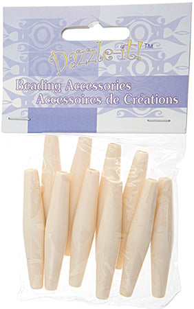 Acrylic Hairbone Pipe 2in Bone White (10pcs)