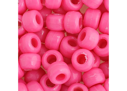 Crow Bead/Pony Bead Opaque 9mm Hot Pink