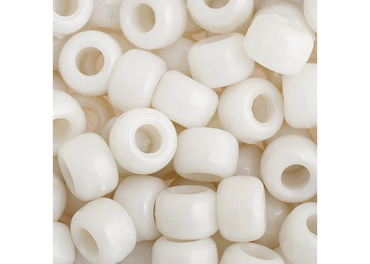 Crow Bead/Pony Bead Opaque 9mm Pearl White