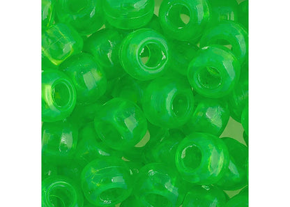 Crow Bead/Pony Bead Transparent 9mm Flourescent Green