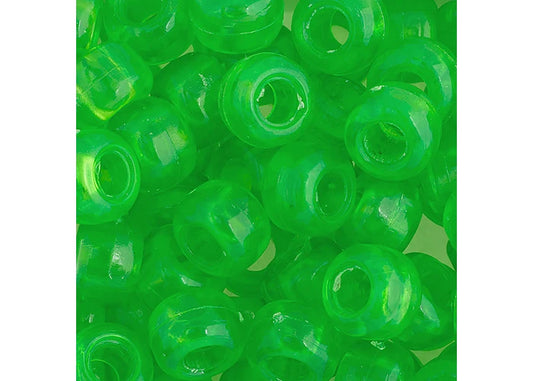 Crow Bead/Pony Bead Transparent 9mm Flourescent Green