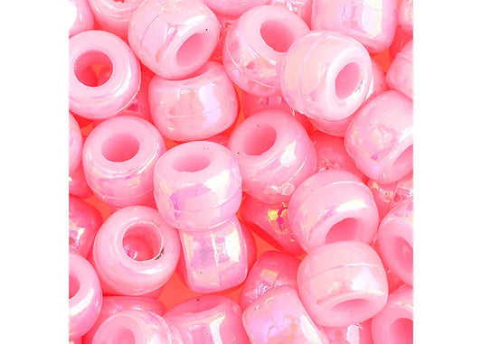 Crow Bead/Pony Bead Opaque 9mm Pink AB