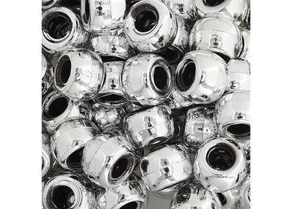 Crow Bead/Pony Bead Metalized Opaque 9mm Silver