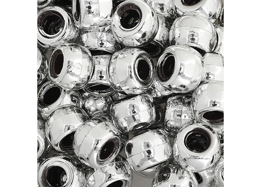 Crow Bead/Pony Bead Metalized Opaque 9mm Silver