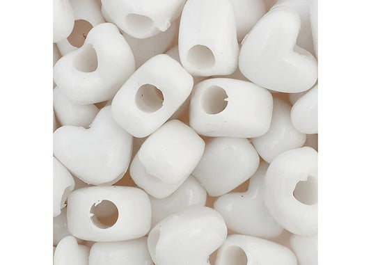Pony Bead Heart 10x12mm Opaque White