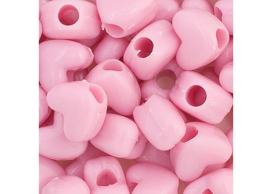 Pony Bead Heart 10x12mm Opaque Pink