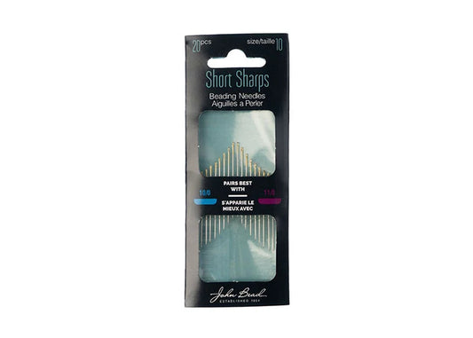 Beading Needle Gold Eye Short and Sharps 20pcs Size 10
