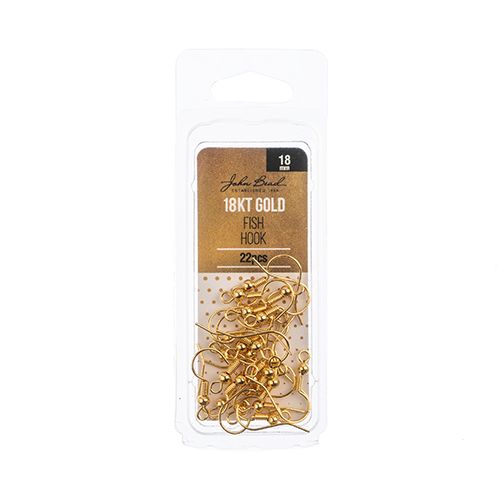 18kt Gold Plated Earring Fish Hook 18mm 22pcs