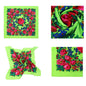 30″ x 30″ Metallic Neon Green Kokum Floral Printed Scarf