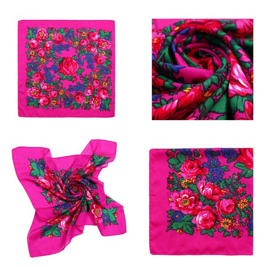 30″ x 30″ Metallic Fuchsia Kokum Floral Scarf