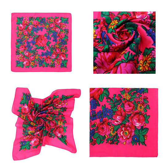 30″ x 30″ Hot Pink Non-Metallic – Kokum Floral Scarf