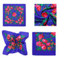 30″ x 30″ Non Metallic Royal Blue Kokum Floral Printed Scarf