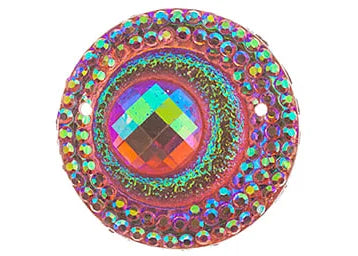 Resin Sew-On Peacock 10pcs 20mm Round Pink AB