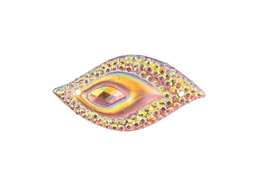 Resin Sew-On Peacock 10pcs 16x30mm Tulip Pink AB